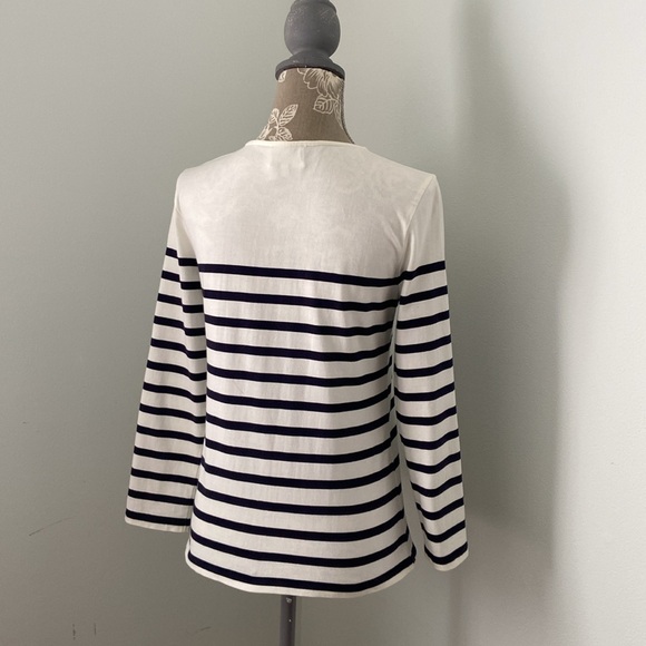Sezane Loic Mariniere Breton Stripe Shirt White Ecru Blue XS - Picture 6 of 17